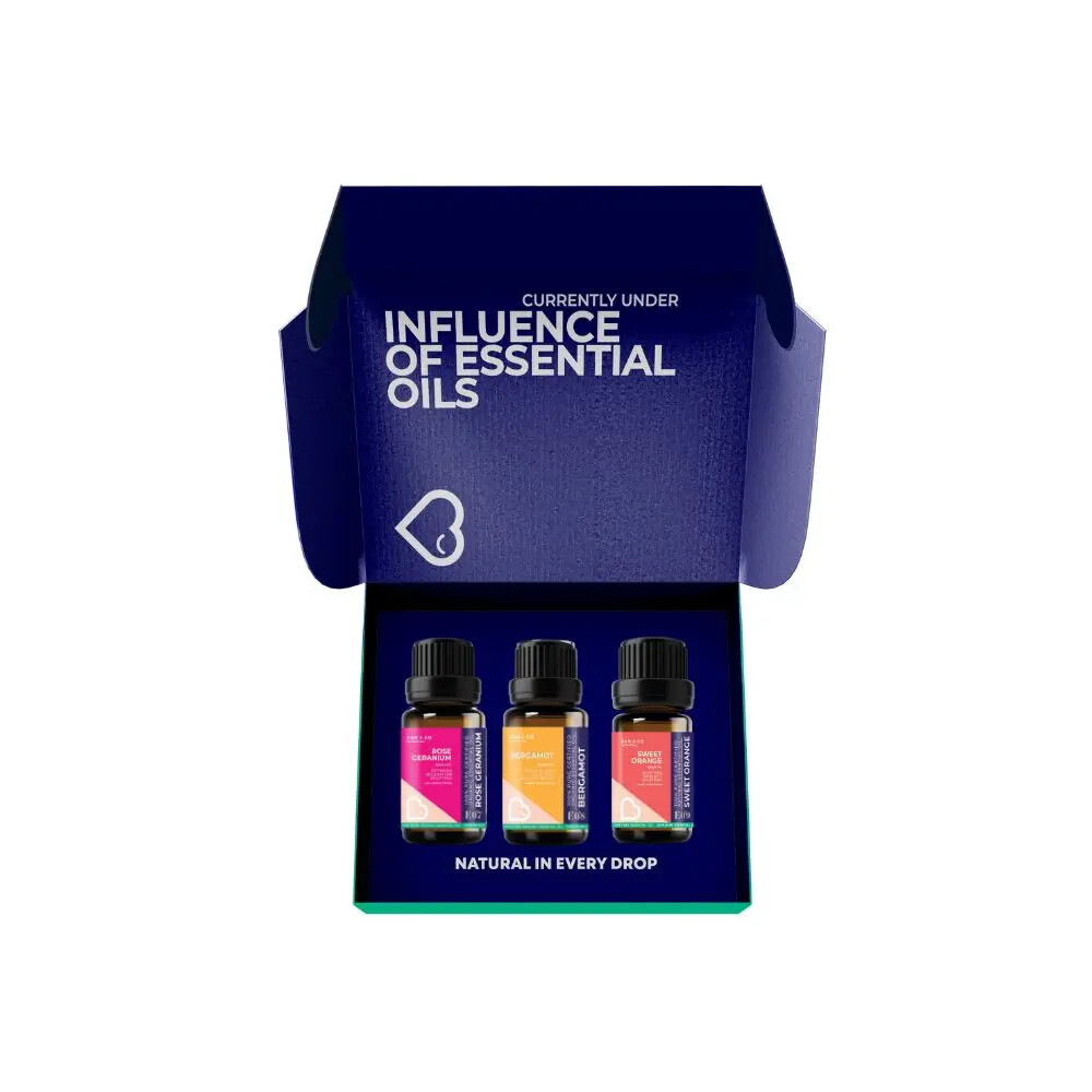 BAM & CO. HAPPY POSITIVE BOOSTER (MOOD BOOSTER) KIT CERTIFIED PURE ORGANIC ESSENTIAL OIL – 3 TYPES OF OIL (5ML/10ML)