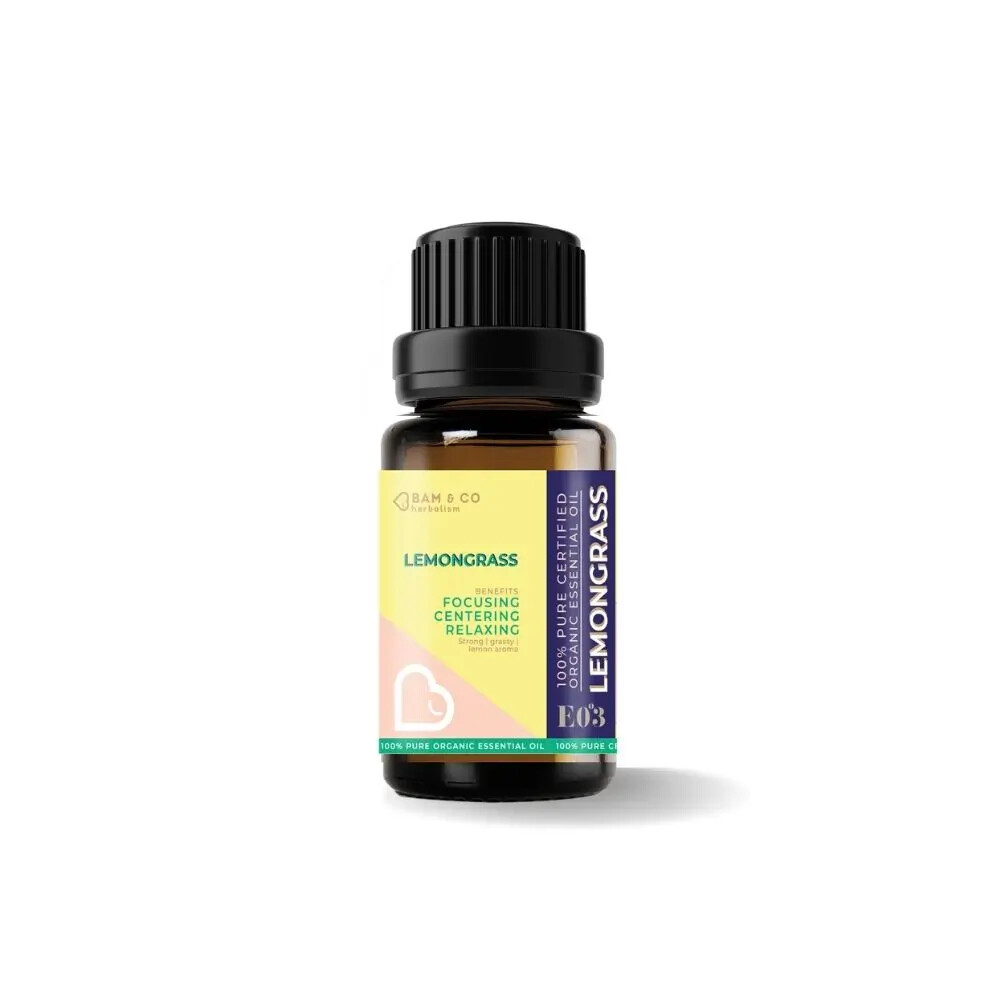 BAM & CO. LEMONGRASS CERTIFIED PURE ORGANIC ESSENTIAL OIL (5ML/10ML)